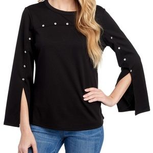 MELISSA PAIGE Petite Rhinestone Split Sleeve top